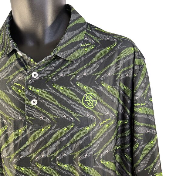 Googan Squad Polo SS Shirt Men's Large Gray Green Fishing Lure Active Stretch - Picture 2 of 6